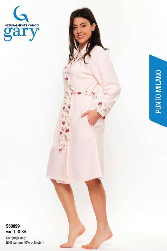 Women's wrap dressing gown in warm wool cotton Gary S50099